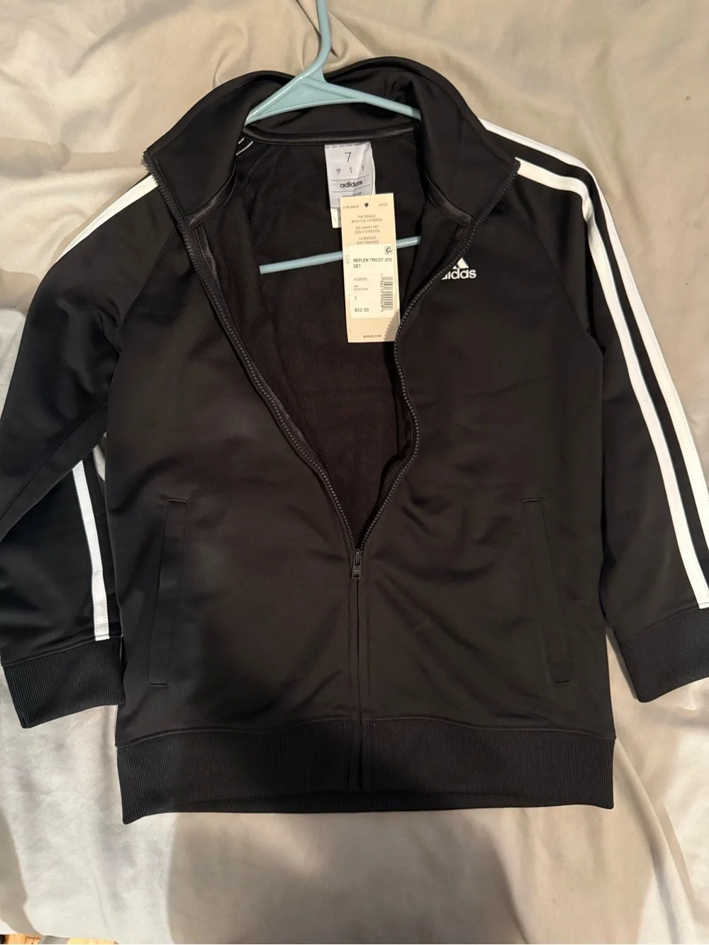 adidas Black Track Jacket with White Stripe Accents
